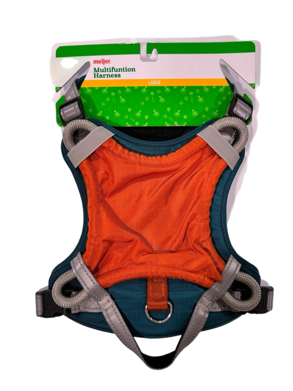 Meijer Multifunction Dog Harness, Large - teal Orange removable frisbee NEW